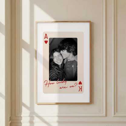 King And Queen Custom Couples Photo How Lucky We Are - Personalized Photo Canvas