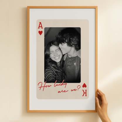 King And Queen Custom Couples Photo How Lucky We Are - Personalized Photo Canvas