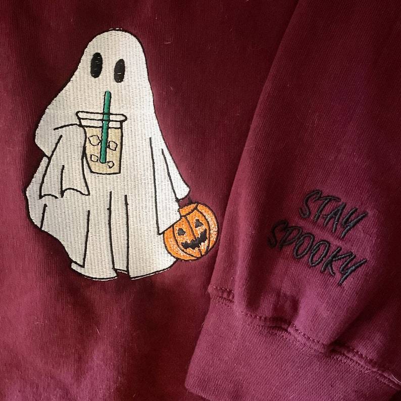 Custom Embroidered Ghost Drinking Sweatshirt