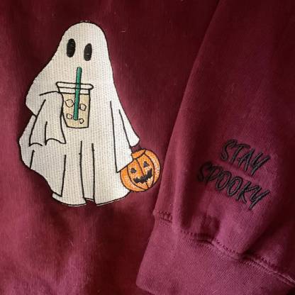 Custom Embroidered Ghost Drinking Sweatshirt