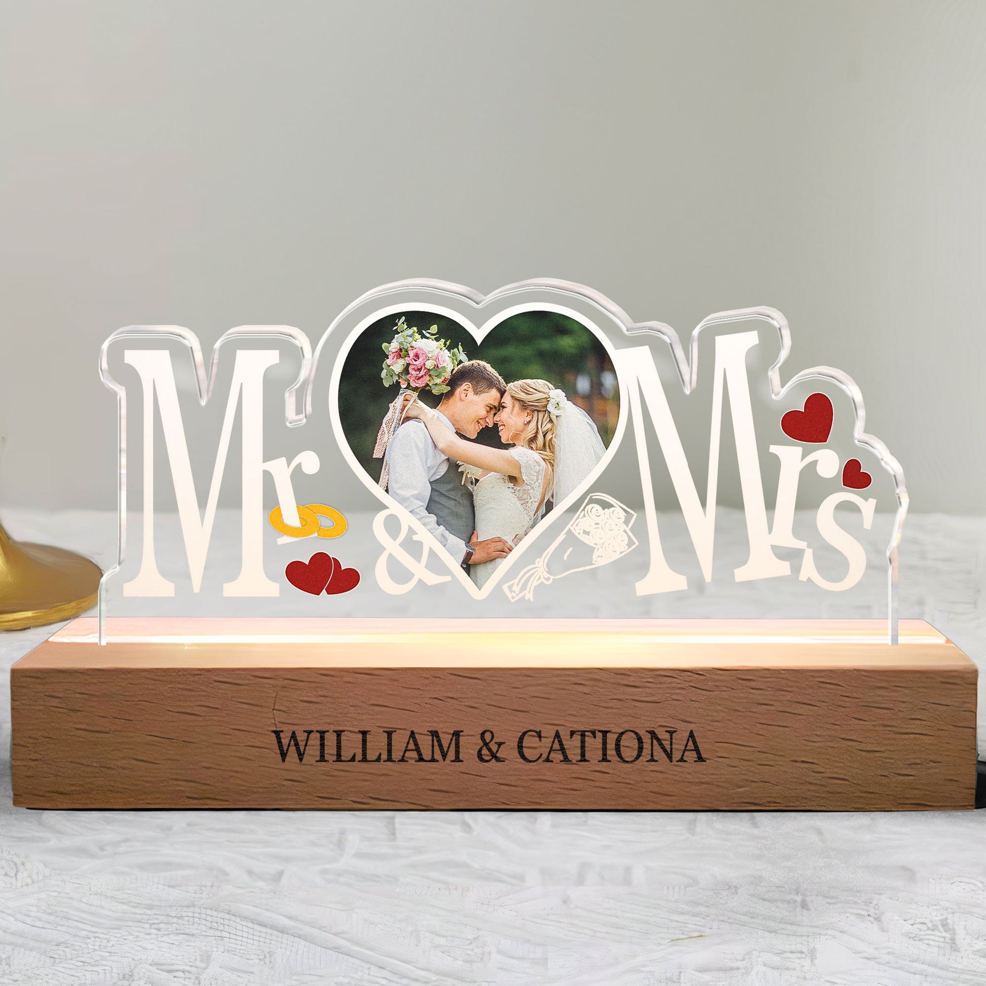 Happy Wedding Thank You For Binding Us Together - Personalized Photo LED Night Light