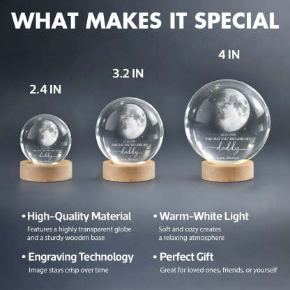 The Day You Became My Mom Dad - Personalized Crystal Ball LED Night Light - Sentimental Gift for Mom, Dad