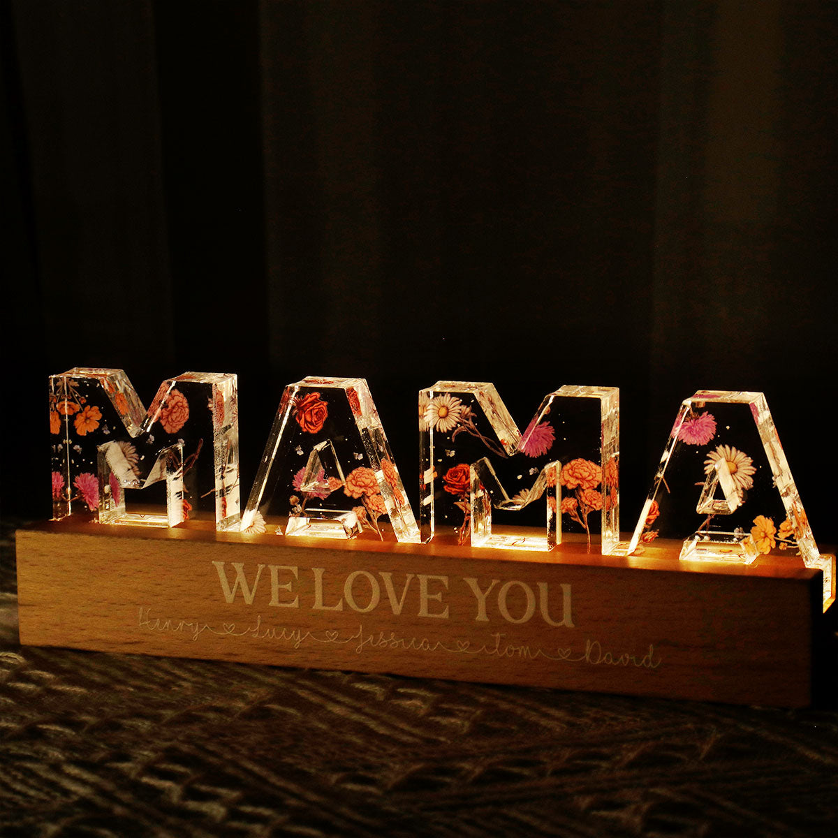 Custom Flower Printed LED Night Light, Birth Month Flower, Gift for Mom, Gift for Grandma, Gift for Wife
