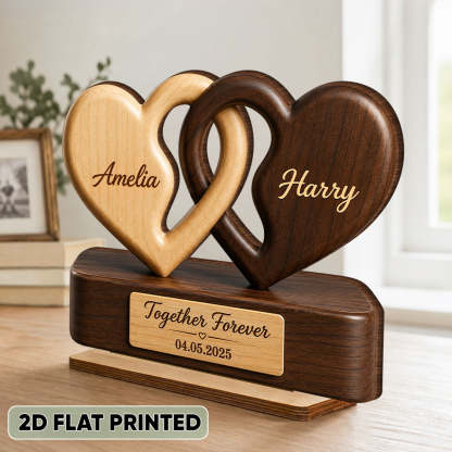Interlocking Hearts – Personalized Couple Plaque, Custom Names & Date Keepsake Gift