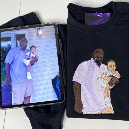 Custom Embroidered Portrait Sweatshirt – Personalized Photo & Roman Numerals