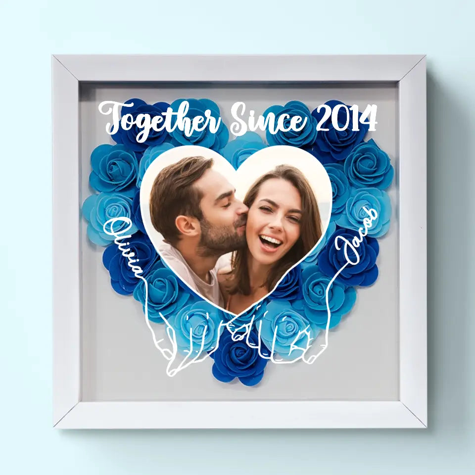 Custom Photo We Can Only Learn To Love By Loving - Couple Personalized Custom Flower Shadow Box