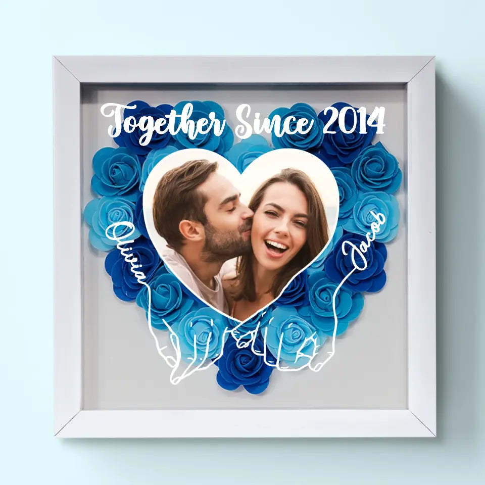 Custom Photo We Can Only Learn To Love By Loving - Couple Personalized Custom Flower Shadow Box