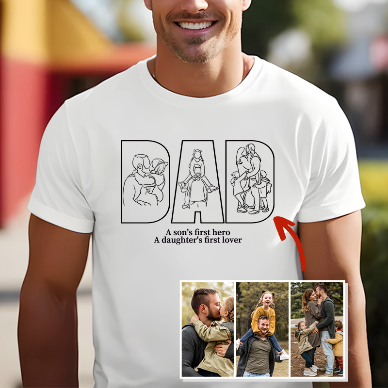 Custom Photo Outline Embroidered Sweatshirt For Father's Day - Gifts for Dad, Papa, Daddy and Grandpa