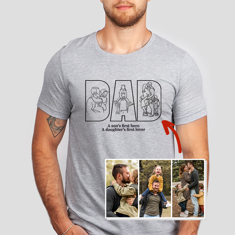Custom Photo Outline Embroidered Sweatshirt For Father's Day - Gifts for Dad, Papa, Daddy and Grandpa