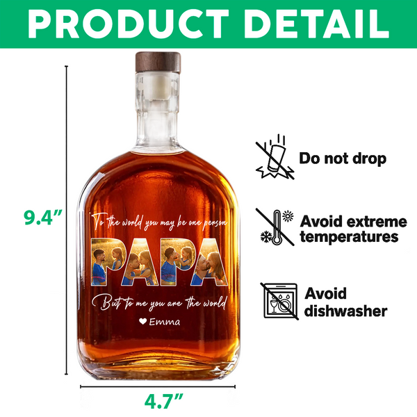 Custom Photo Happy Father's Day Family Whiskey Bottle