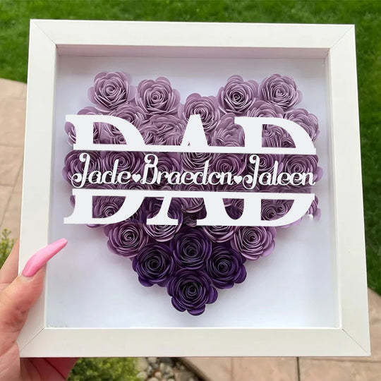 Personalized Dad Flower Shadow Box With Name For Father's Day