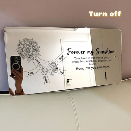 (Rose) Personalized Mom Holding Hands Mirror Light - Custom Mother‘s Day Gifts for Mom