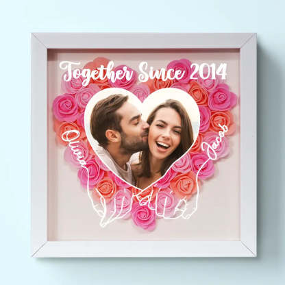 Custom Photo We Can Only Learn To Love By Loving - Couple Personalized Custom Flower Shadow Box