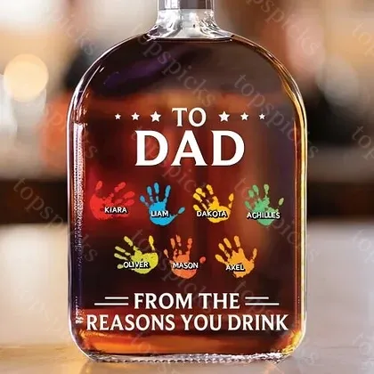 To My First And Forever Hero - Family Personalized Custom Whiskey Bottle - Father's Day, Gift For Dad, Grandpa