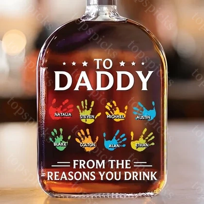 To My First And Forever Hero - Family Personalized Custom Whiskey Bottle - Father's Day, Gift For Dad, Grandpa
