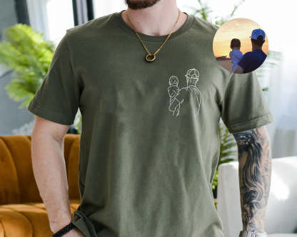 💖For Dad/Lover💖Custom Photo Shirt for Dad, Father's Day T-shirt, Personalized Dad Embroidery Shirt