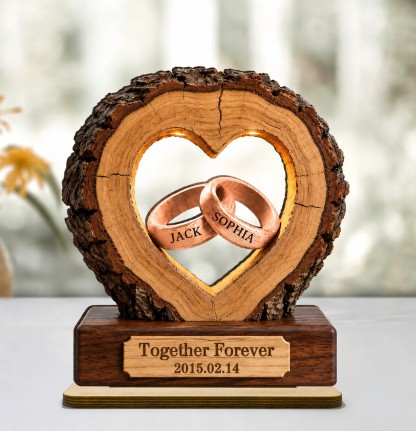 Together Forever Couple Anniversary 2D Flat Plaque - Personalized 2-Layered Wooden Plaque - Heartfelt Gift for Her, for Him