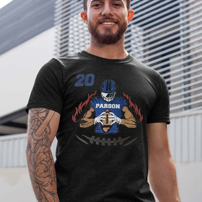 🏈 Shine on Game Day - Custom Glitter Football T-Shirt Sweatshirt