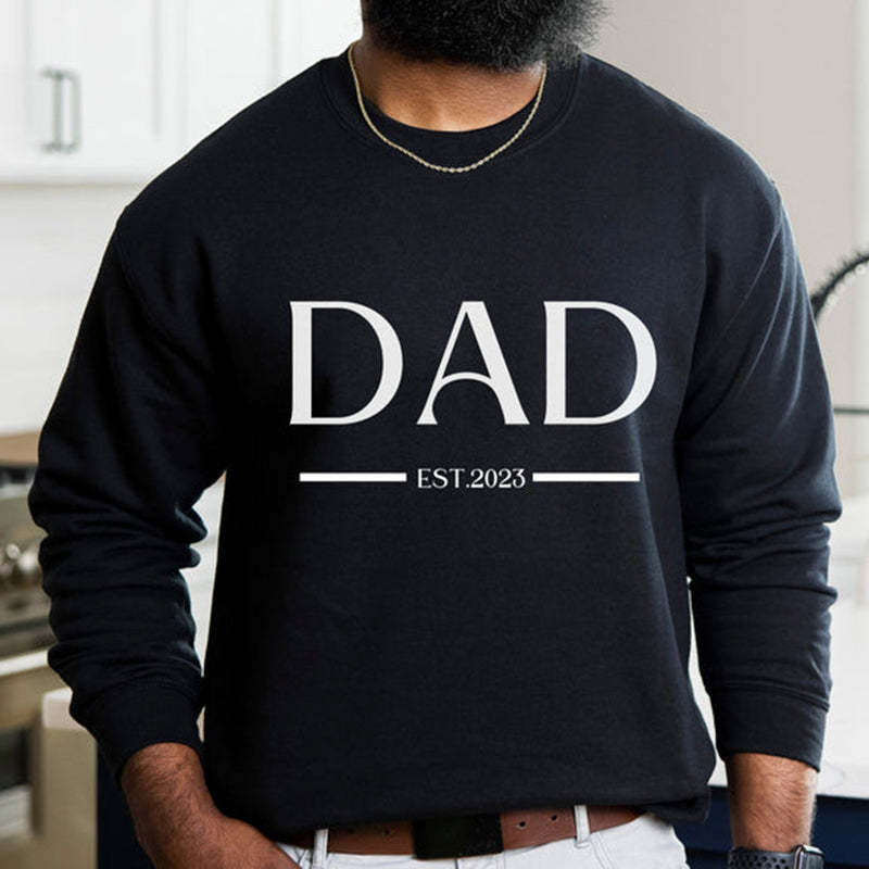 Custom Dad Est with Kids Names and Heart on Sleeve Sweatshirt