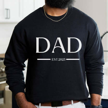 Custom Dad Est with Kids Names and Heart on Sleeve Sweatshirt