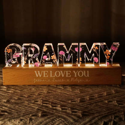 Custom Flower Printed LED Night Light, Birth Month Flower, Gift for Mom, Gift for Grandma, Gift for Wife