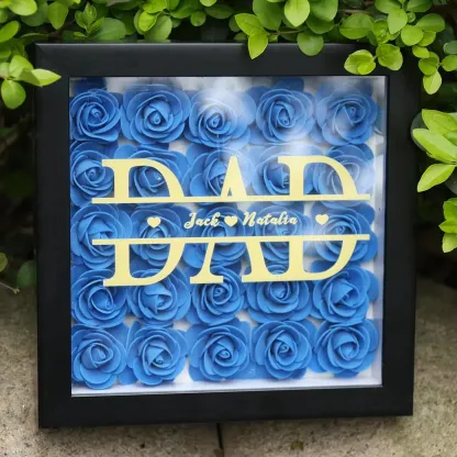 Personalized Dad & Grandpa Flower Shadow Box with Names – Father's Day Gift