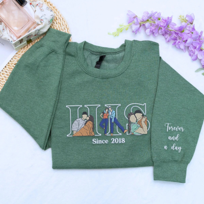 Custom Couple His and Her Portrait Embroidered Sweatshirt,T-shirt or Hoodie