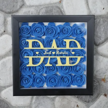 Personalized Dad & Grandpa Flower Shadow Box with Names – Father's Day Gift