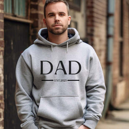 Custom Dad Est with Kids Names and Heart on Sleeve Sweatshirt