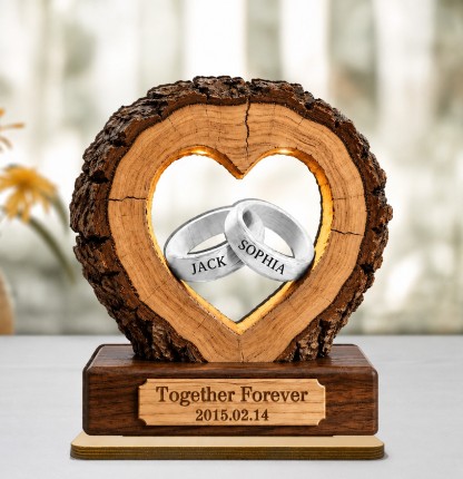 Together Forever Couple Anniversary 2D Flat Plaque - Personalized 2-Layered Wooden Plaque - Heartfelt Gift for Her, for Him