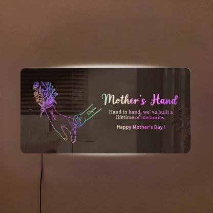 🤝Hand in Hand - Personalized Mom and Kids' Hands Mirror Light - Creative Mother's Day Gift