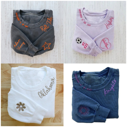 VINTAGE CUSTOM CREW-Custom Embroidered Hand Distressed Crew Neck Sweatshirt