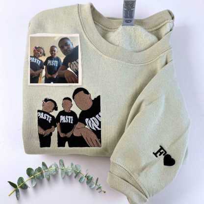 Personalized Gifts for Dad and Mom with Embroidered Photo Portrait, Kids Names on Sleeve