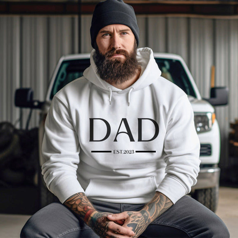 Custom Dad Est with Kids Names and Heart on Sleeve Sweatshirt