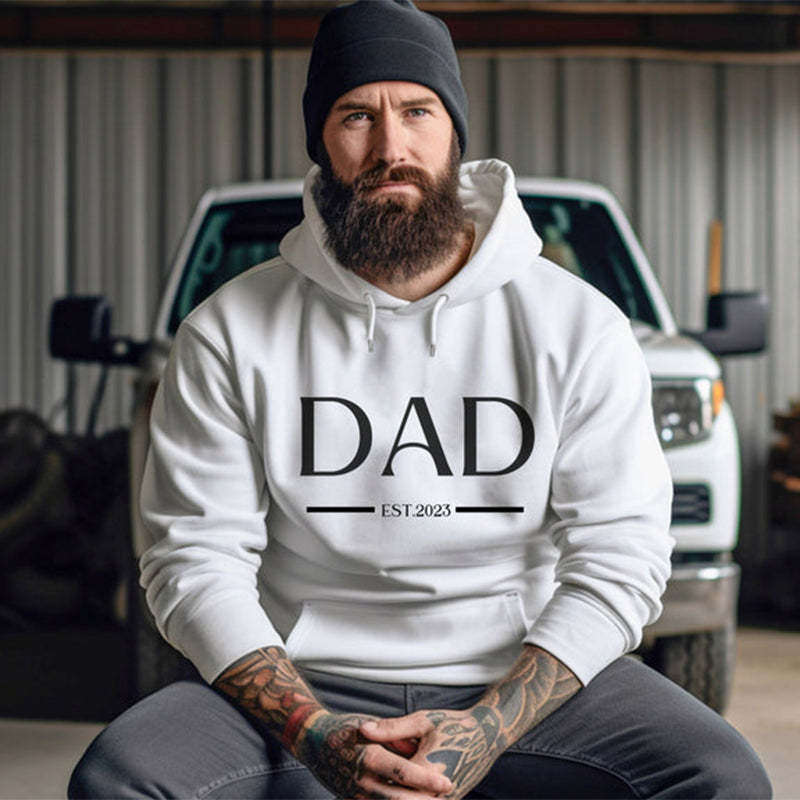 Custom Dad Est with Kids Names and Heart on Sleeve Sweatshirt