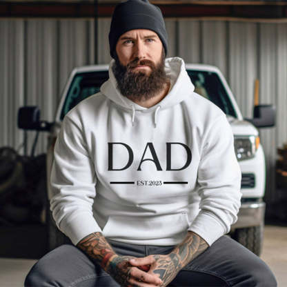 Custom Dad Est with Kids Names and Heart on Sleeve Sweatshirt