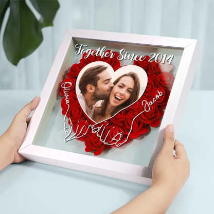 Custom Photo We Can Only Learn To Love By Loving - Couple Personalized Custom Flower Shadow Box