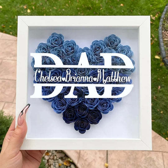 Personalized Dad Flower Shadow Box With Name For Father's Day