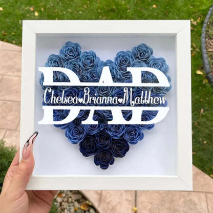 Personalized Dad Flower Shadow Box With Name For Father's Day