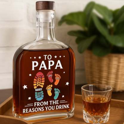 From Your Favorite Little Footsteps - Family Personalized Custom Whiskey Bottle - Father's Day, Gift For Dad, Grandpa
