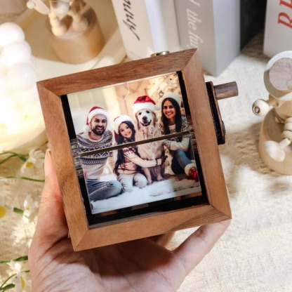 Custom Hand-Cranked Photo Flipbook Box with Light — Unique Family Christmas Gift