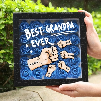 Best Dad Ever - Personalized Dad & Grandpa Flower Shadow Box with Names