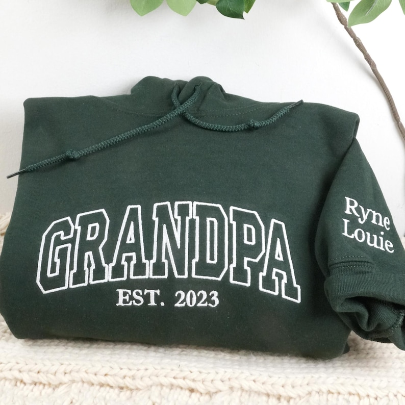 Personalized Grandpa Embroidered Sweatshirt with Child's Name Embroidered, Unique Father's Day Gift