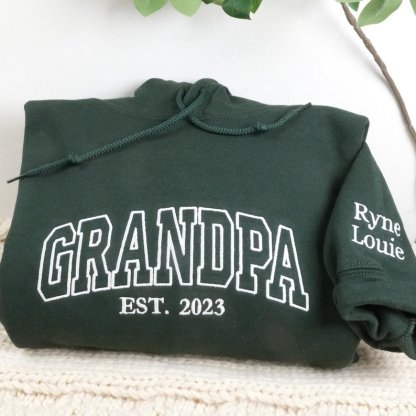 Personalized Grandpa Embroidered Sweatshirt with Child's Name Embroidered, Unique Father's Day Gift
