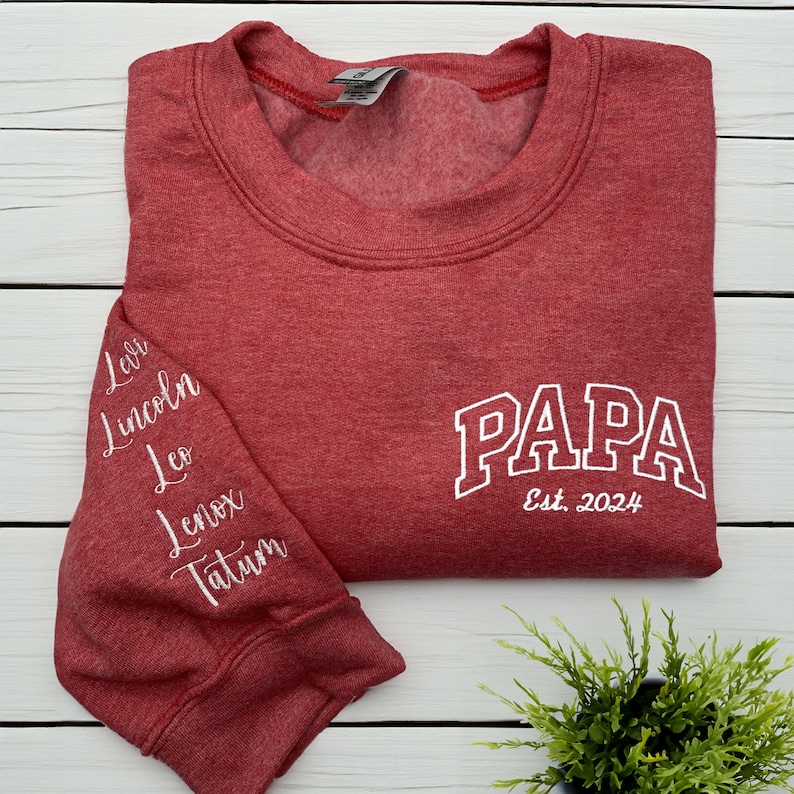 Personalized Grandpa Embroidered Sweatshirt with Child's Name Embroidered, Unique Father's Day Gift