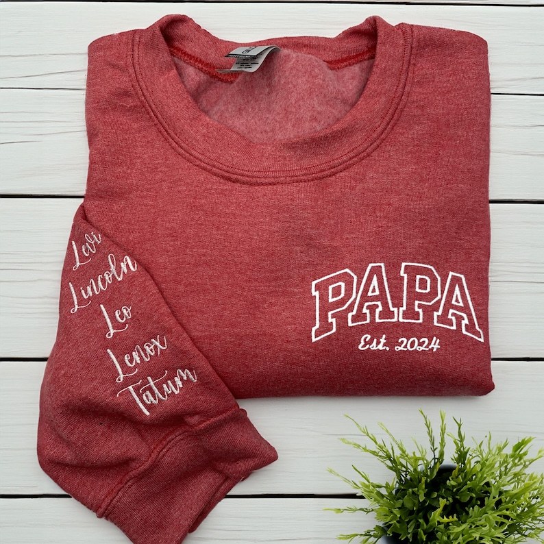 Personalized Grandpa Embroidered Sweatshirt with Child's Name Embroidered, Unique Father's Day Gift