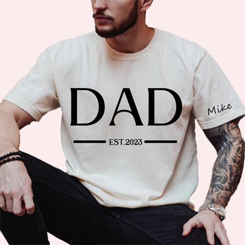 Custom Dad Est with Kids Names and Heart on Sleeve Sweatshirt