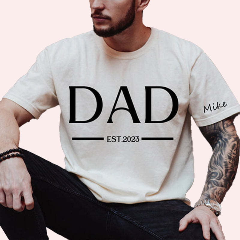 Custom Dad Est with Kids Names and Heart on Sleeve Sweatshirt
