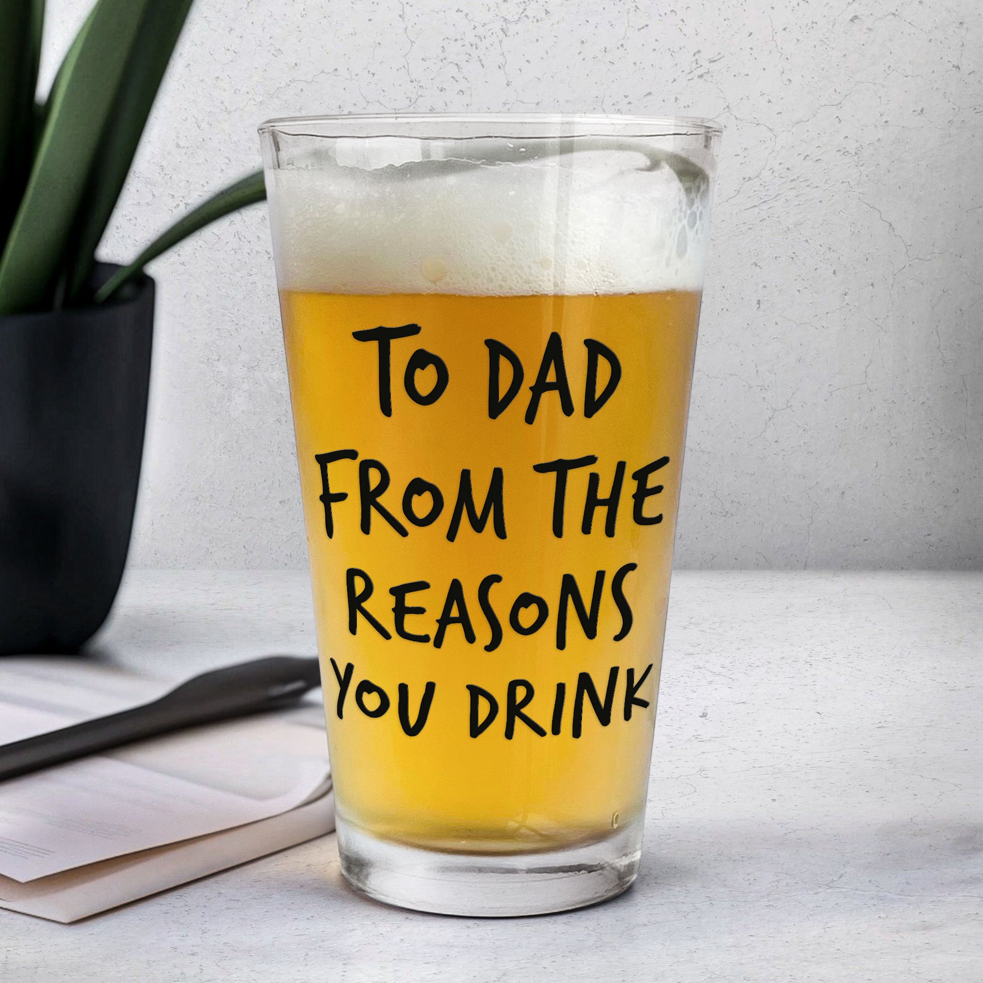 To Dad From The Reasons You Drink  Personalized Photo Beer Glass