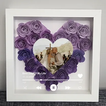 Personalized Roses Flower Shadow Box With Couple Photo For Wedding Anniversary Valentine's Day